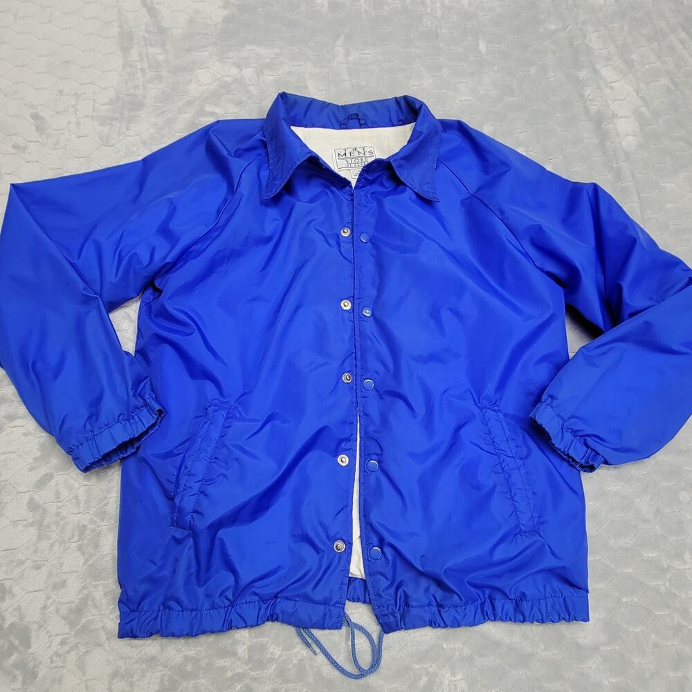 Vintage Sears Mens Store Coaches Jacket Blue Flannel Lined Windbreaker M